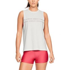 Under Armour Podkoszulek Biały. Białe podkoszulki damskie l, z nadrukiem, z bawełny. Za 119,95 zł.