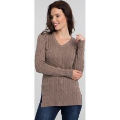 Sweter "Flexed" w kolorze jasnobrązowym. Pomarańczowe swetry damskie Sir Raymond Taylor, s, z aplikacjami, z bawełny, bez rękawów, bez kaptura. W wyprzedaży za 129,95 zł.