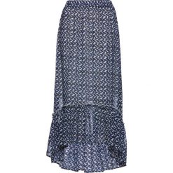 Spódnica szyfonowa z falbaną bonprix błękit królewski - biały z nadrukiem. Niebieskie spódniczki damskie bonprix, w paski, z szyfonu. Za 89,99 zł.