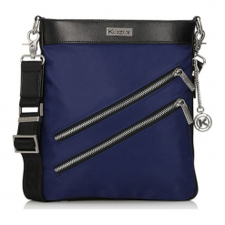 Torebka w kolorze granatowym - (S)25 x (W)28 x (G)8 cm. Niebieskie torebki klasyczne damskie Kazar, w paski, z materiału. W wyprzedaży za 219,95 zł.