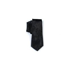 Krawaty męskie: KRAWAT JEDWABNY BLACK UNIQUE JACQUARD