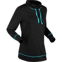 Shirt funkcyjny, długi rękaw bonprix czarno-morski. Czarne koszulki damskie bonprix, bez wzorów, bez kołnierzyka, z długim rękawem. Za 89,99 zł.