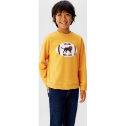 Mango Kids - Bluza dziecięca Serie 110-164 cm. Żółte bluzy chłopięce Mango Kids, z nadrukiem, z bawełny, bez rękawów, bez kaptura. Za 45,90 zł.