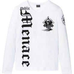 Shirt z długim rękawem Slim Fit bonprix biały. Białe koszulki męskie bonprix, xxl, bez wzorów, z dekoltem w serek, z długim rękawem, długie. Za 27,99 zł.