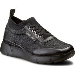 Sneakersy BALDININI - 748460TNABS00 F Snea.D.Nappa/Brillante/Scuba Ner. Czarne półbuty damskie marki Baldinini, bez wzorów, ze skóry, bez obcasa, na płaskiej podeszwie, bez zapięcia. W wyprzedaży za 799,00 zł.