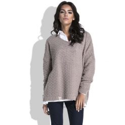 Mocca Luźny Sweter z Dekoltem V. Piżamy damskie Molly.pl, s, bez wzorów, z jeansu, bez rękawów, bez kaptura. Za 118,90 zł.