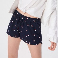 Wzorzyste szorty z wiązaniem - Granatowy. Niebieskie szorty damskie Sinsay, s, bez wzorów. Za 29,99 zł.