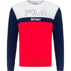 Bluza FILA WOLD. Niebieskie bluzy męskie Fila, z nadrukiem, z dzianiny, z okrągłym kołnierzem, bez rękawów, bez kaptura. W wyprzedaży za 183,00 zł.