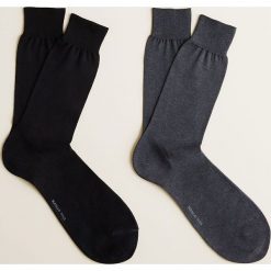Mango Man - Skarpety Scotlign (2-pack). Czarne skarpetki męskie marki Mango Man, bez wzorów, z bawełny. Za 59,90 zł.