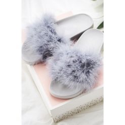Klapki damskie: Szare Klapki Plushie