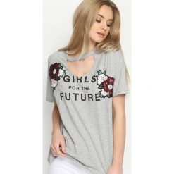 Szary T-shirt Glamorous. Szare bluzki damskie marki Born2be, l. Za 34,99 zł.