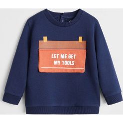 Mango Kids - Bluza dziecięca Box 80-104 cm. Niebieskie bluzy chłopięce Mango Kids, z aplikacjami, z bawełny, bez rękawów, bez kaptura. Za 69,90 zł.