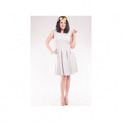 Sukienka z dresówki bez rękawów SL2156SP Size Plus. Szare sukienki dresowe marki Soleil, do pracy, biznesowe, bez rękawów, midi, dopasowane. Za 130,00 zł.
