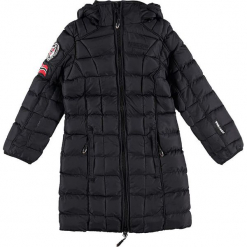 Płaszcz "Barbouille" w kolorze czarnym. Czarne płaszcze dziewczęce Geographical Norway Kids & Women, z aplikacjami. W wyprzedaży za 226,95 zł.
