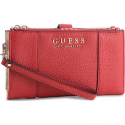 Duży Portfel Damski GUESS - SWVE71 7657 CRI. Czerwone portfele damskie Guess, z aplikacjami, ze skóry ekologicznej. Za 279,00 zł.