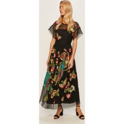 Red Valentino - Sukienka. Czarne sukienki damskie Red Valentino, s, z haftami, z poliesteru, z okrągłym kołnierzem, z krótkim rękawem, krótkie, midi, rozkloszowane. Za 4599,00 zł.