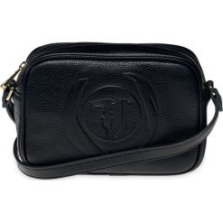 Torebki Trussardi Jeans. Żółte torebki klasyczne damskie Trussardi Jeans, w paski, z jeansu, z tłoczeniem, bez dodatków. Za 470,00 zł.