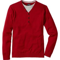 Sweter 2 w 1 Regular Fit bonprix ciemnoczerwony. Czerwone swetry klasyczne męskie bonprix, l. Za 49,99 zł.
