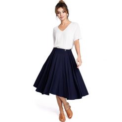 DOMINICA Spódnica rozkloszowana z gumką - granatowa. Spódniczki damskie BE, s, w paski, z elastanu, eleganckie, midi, rozkloszowane. W wyprzedaży za 129,00 zł.