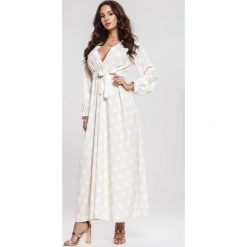 Beżowa Sukienka Overheat. Brązowe sukienki damskie Renee, s, w paski, eleganckie, bez kołnierzyka, bez rękawów, maxi. Za 119,99 zł.