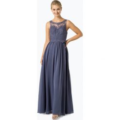 Laona - Damska sukienka wieczorowa, lila. Szare sukienki damskie marki Laona, xl, w koronkowe wzory, z szyfonu, eleganckie, bez kołnierzyka, bez rękawów. Za 749,95 zł.