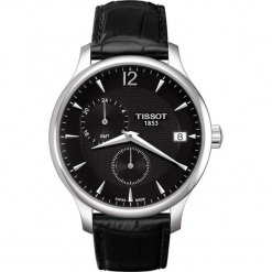 PROMOCJA ZEGAREK TISSOT T-Classic T063.639.16.057.00. Czarne zegarki męskie TISSOT, ze stali. W wyprzedaży za 1478,40 zł.