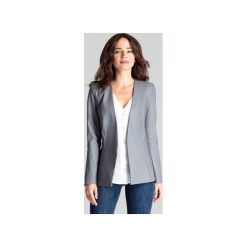 Żakiet L073zary. Szare marynarki damskie Lenitif, xl, ze skóry. Za 169,00 zł.