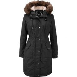 Długa parka z kapturem bonprix czarny. Czarne parki damskie bonprix, bez wzorów, długie, z kapturem. Za 239,99 zł.