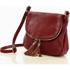 Torebka crossbody skórzana włoska MAZZINI - Salina bordo. Brązowe torebki klasyczne damskie MAZZINI, w paski, ze skóry. Za 175,00 zł.