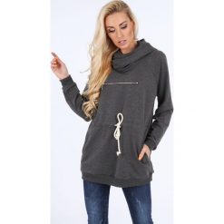 Ciemnoszara bluza sportowa 1889. Czarne bluzy damskie bez kaptura Fasardi, s, bez wzorów, bez rękawów. Za 79,00 zł.