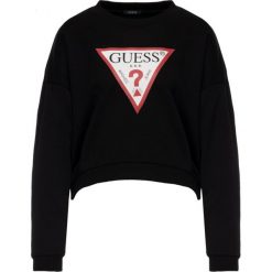 Bluza Guess W92Q54 K8K90. Czarne bluzy damskie Guess, l, z aplikacjami, z bawełny, bez rękawów, bez kaptura. W wyprzedaży za 199,00 zł.