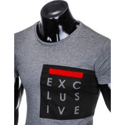 T-SHIRT MĘSKI Z NADRUKIEM S882 - GRAFITOWY. Szare t-shirty męskie z nadrukiem Ombre Clothing, m. Za 29,00 zł.