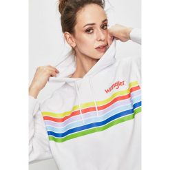 Wrangler - Bluza. Białe bluzy damskie marki Wrangler, s, z nadrukiem, z bawełny, bez rękawów, z kapturem. Za 239,90 zł.