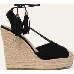 Answear - Espadryle Tulipano. Czarne koturny damskie ANSWEAR, bez obcasa, na obcasie, bez zapięcia. W wyprzedaży za 89,90 zł.
