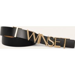 Twinset - Pasek skórzany. Czarne paski damskie Twinset, w paski, ze skóry. Za 439,90 zł.