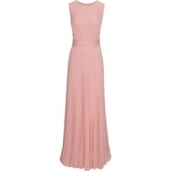 Sukienka plisowana bonprix brzoskwiniowy. Różowe sukienki damskie bonprix, bez wzorów, eleganckie, z okrągłym kołnierzem, bez rękawów. Za 179,99 zł.