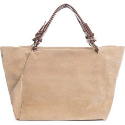 Torebki i plecaki damskie: Skórzany shopper bag w kolorze szarobrązowym – 42 x 40 x 20 cm