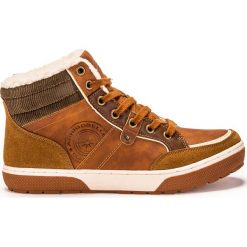 Trampki męskie: BUTY MĘSKIE TRAMPKI WYSOKIE T174 – BRĄZOWE