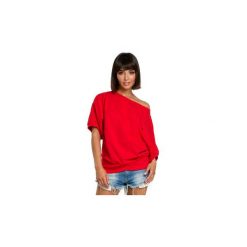 Bluzki Be B079 Bluza z kimonowymi rękawami. Czerwone bluzki damskie marki BE, s, bez wzorów, bez kołnierzyka, bez rękawów. Za 105,00 zł.