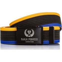 PASEK PARCIANY PAOLO PERUZZI. Szare paski męskie marki Paolo Peruzzi, w paski, z materiału. Za 29,90 zł.