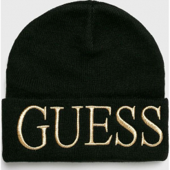 Guess Jeans - Czapka. Czarne czapki zimowe damskie Guess Jeans, z dzianiny. Za 139,90 zł.