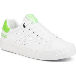 Sneakersy BIG STAR - FF274481 White/Green. Białe półbuty damskie BIG STAR, na co dzień, bez wzorów, ze skóry ekologicznej, retro, bez obcasa, na płaskiej podeszwie, bez zapięcia. Za 139,00 zł.