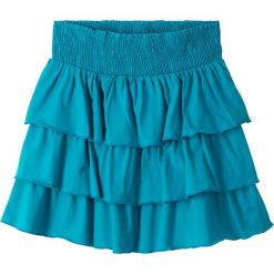 Spódnica z falbanami bonprix ciemnoturkusowy. Niebieskie spódniczki dziewczęce bonprix, bez wzorów, z bawełny, krótkie, mini, dopasowane. Za 34,99 zł.
