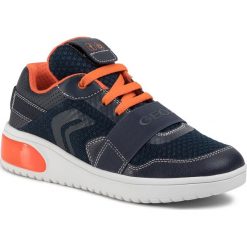 Sneakersy GEOX - J Xled B. B J927QB 01454 C0659 S Navy/Orange. Niebieskie trampki chłopięce Geox, bez wzorów, ze skóry ekologicznej, na sznurówki. W wyprzedaży za 269,00 zł.