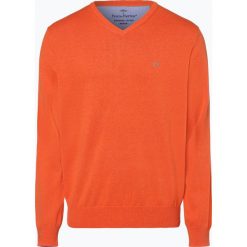 Fynch Hatton - Sweter męski, pomarańczowy. Pomarańczowe swetry męskie marki Fynch-Hatton, m, bez wzorów, z dekoltem w serek, bez kaptura. Za 249,95 zł.