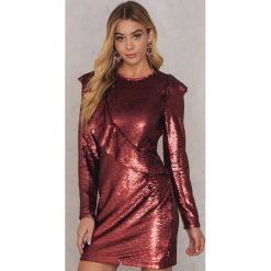 Sukienki hiszpanki: Glamorous Sukienka cekinowa z falbanami – Red