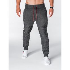 Spodnie męskie dresowe P644 - grafitowe. Szare spodnie męskie Ombre Clothing, m, bez wzorów, z bawełny. Za 55,00 zł.