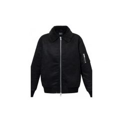AVIATOR SHERPA BOMBER JACKET IN SUEDE L.E. Czarne kurtki męskie The Hive, l, z haftami, z bawełny, bez kaptura. Za 599,00 zł.