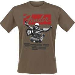 Fender You Won`t Part With Yours Either T-Shirt brązowy. Brązowe t-shirty męskie z nadrukiem Fender, l, z okrągłym kołnierzem. Za 74,90 zł.