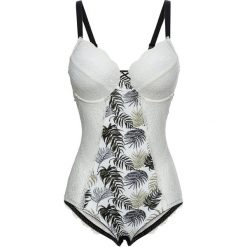 Body na fiszbinach bonprix ecru z nadrukiem. Białe body damskie bonprix, z nadrukiem, z koronki. Za 109,99 zł.